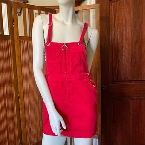 Red Corduroy overall dress